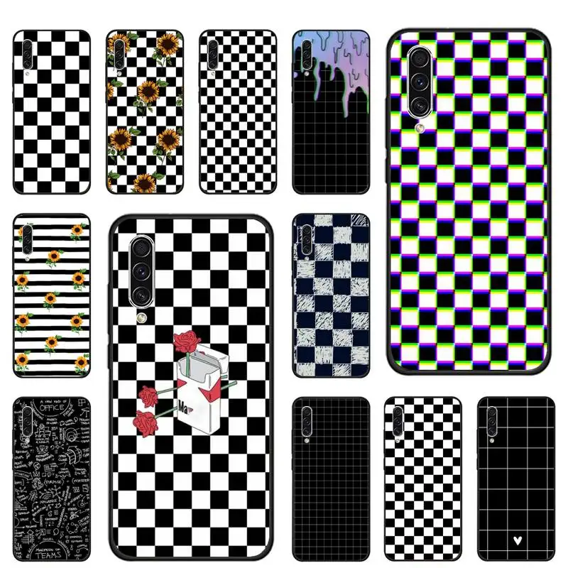 

checkerboard fire art grid Phone Case For Samsung galaxy S note 7 8 9 10 20 fe edge A 6 10 20 30 50 51 70 lite plus cover
