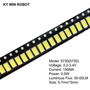 100pcs 56305730-CWWW 0,5 W-150Ma 50-55lm 6500K белый свет SMD 5730 5630 Светодиодный 5730 диодов (3,2  3,4 в)