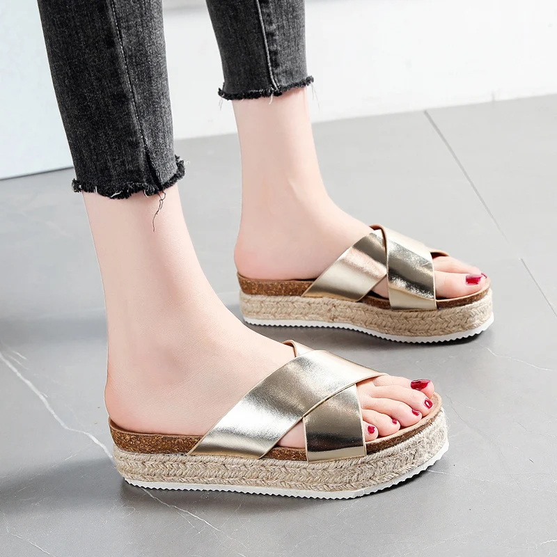 

Women's Sandals Solid Color Cross Platform Sandals 2021 Lightweight and Comfortable Women's Shoes Outdoor Leisure Beach Shoes