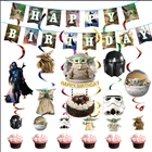 Одноразовая посуда Yoda для детских праздников, украшение для дня рождения мандалор, бумажные чашки и тарелки, товары для детского дня рождения