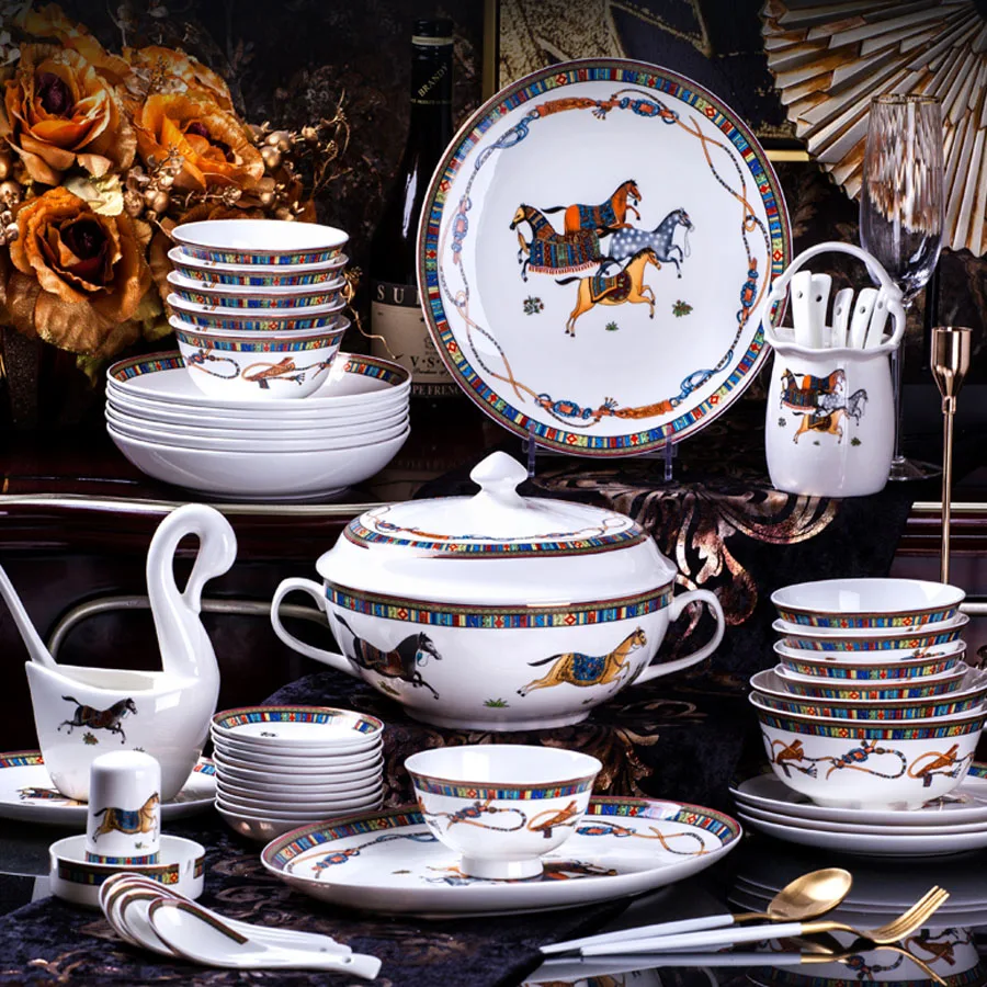 Фарфоровая посуда с 60 насадками керамическое блюдо китайские блюда миска для