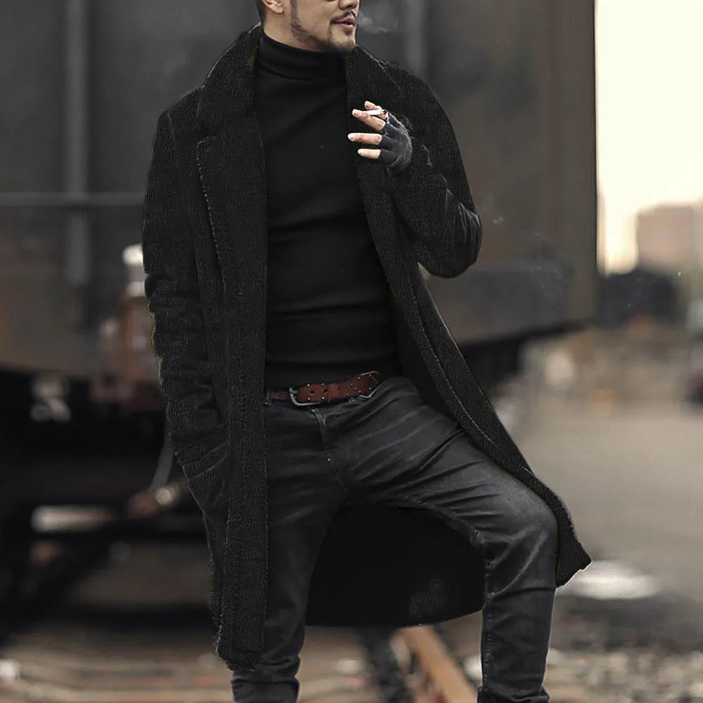 Мужские пальто модный мужской свободный теплый плюшевый кардиган длинный
