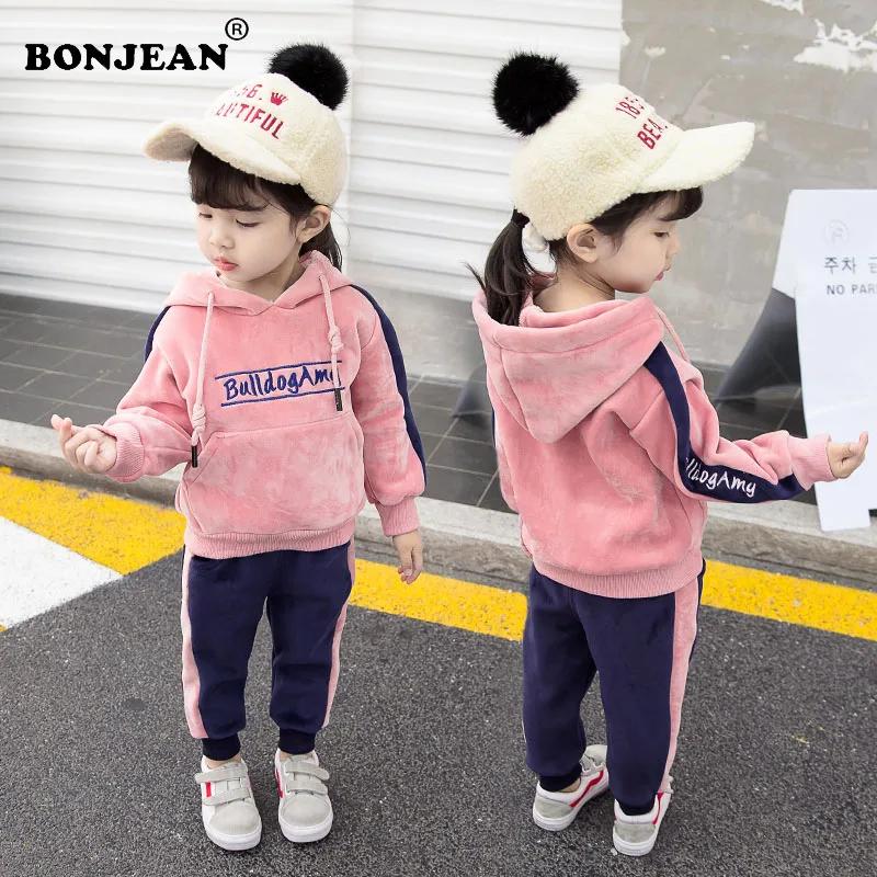 Комплект одежды для малышей теплая бархатная детская одежда осенне-зимний