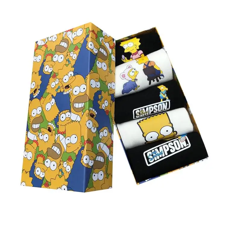 

NEW Summer Style Socks Women Cartoon Printing of Socks Fashion Cute Girl Socks Boxed 5 pairs/lot