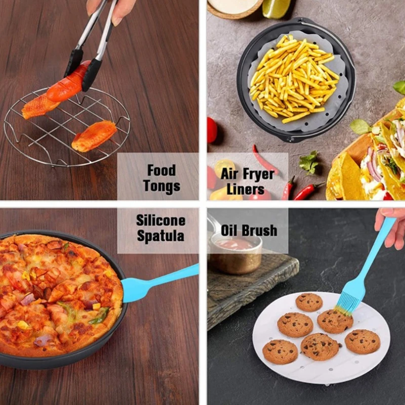 

1 Set Air Fryers Accessories 12 Pieces Fit Air Fryers BPA Free Dishwasher Safty