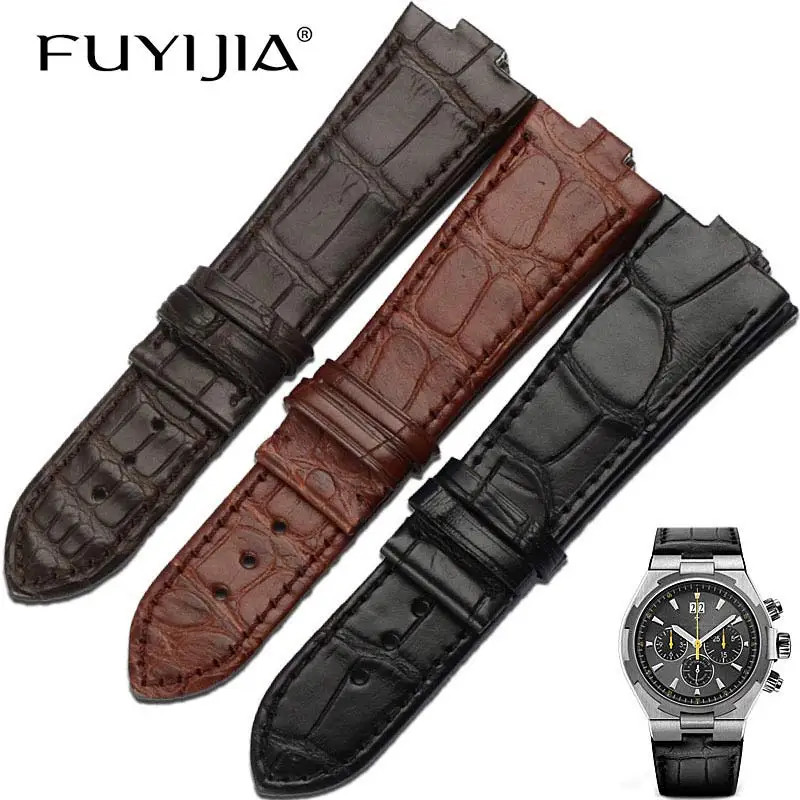 

FUYIJIA Custom OVERSEAS Watch Band 25MM Handmade Genuine Alligator Strap Crocodile Watchbands Men Women Waterproof Leather Belt