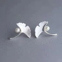 simple fashion silver color petals imitation pearls stud earrings for women classic trendy party women girl earrings jewelry