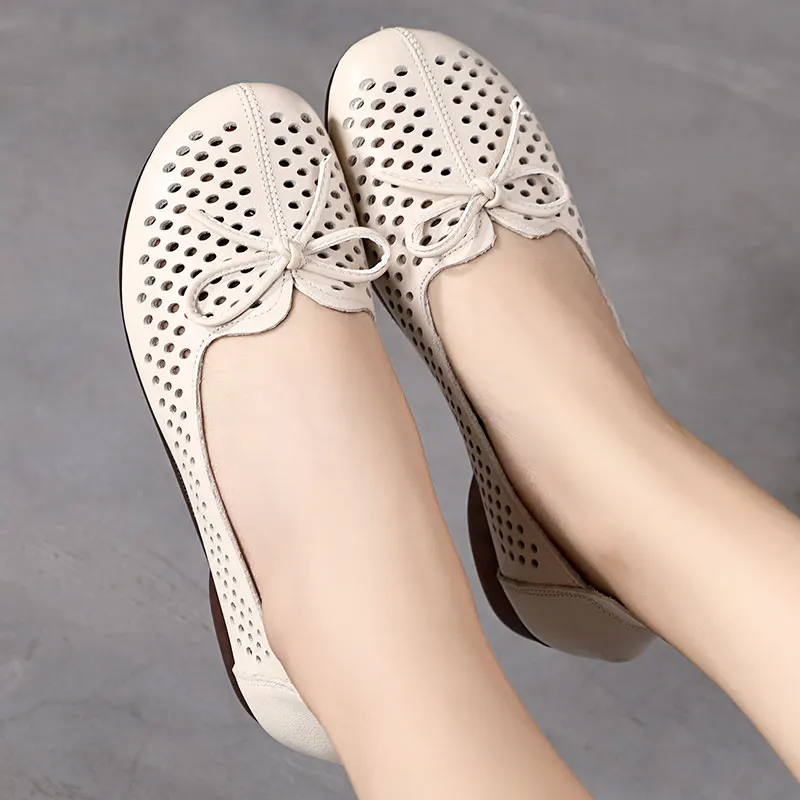 GKTINOO/дышащие летние туфли из натуральной кожи Женская обувь 2022 года на низком