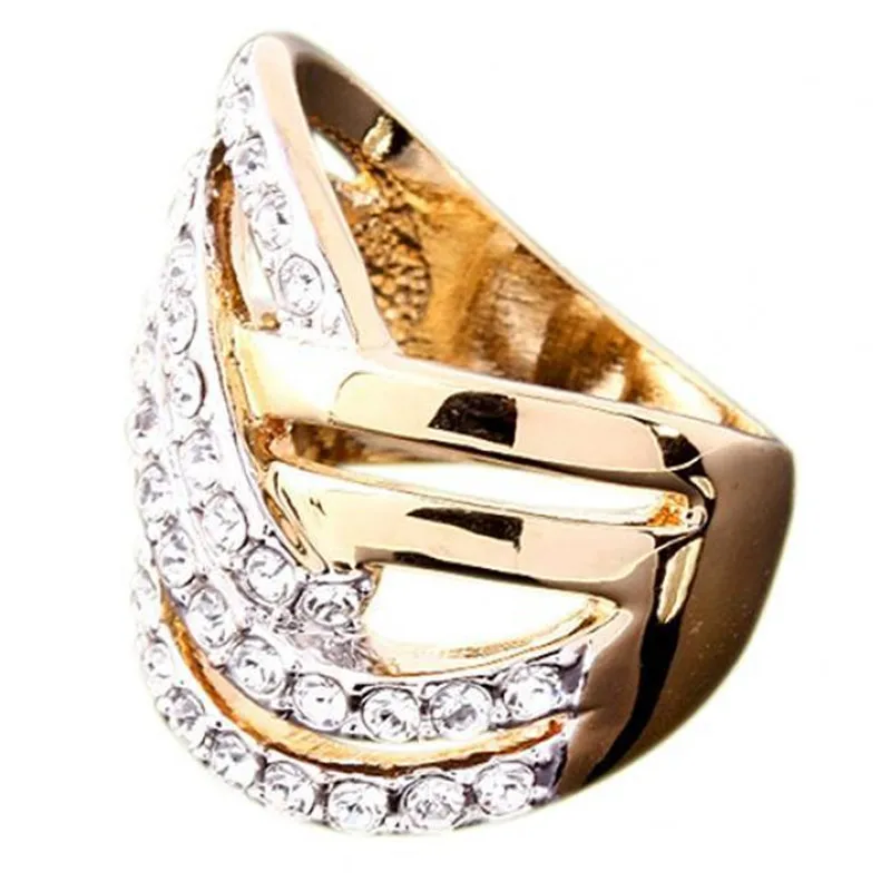 

FDLK Women Luxury Alloy Finger Band Inlaid Ring Jewelry Gift