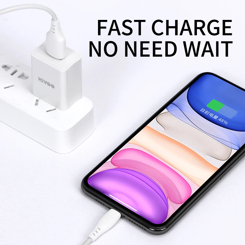 KIVEE кабель для зарядки и синхронизации 5 В/2 1 а адаптер быстрой + usb Micro Type C iPhone X XR XS