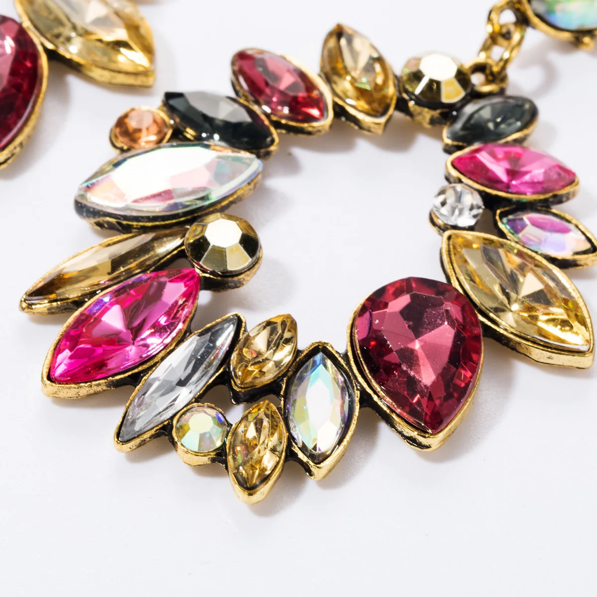 Jouval Exaggerated Big Rhinestone Crystal Geometric Drop Earrings For Women Alloy flower Luxury Wedding Jewelry Female Brincos | Украшения
