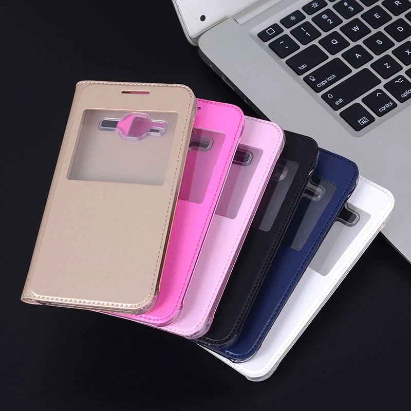 flip cover leather phone case for samsung galaxy j1 j120 j2 prime j7 j710 j5 j3 2015 2016 2017 2018 pro transparen window funda free global shipping