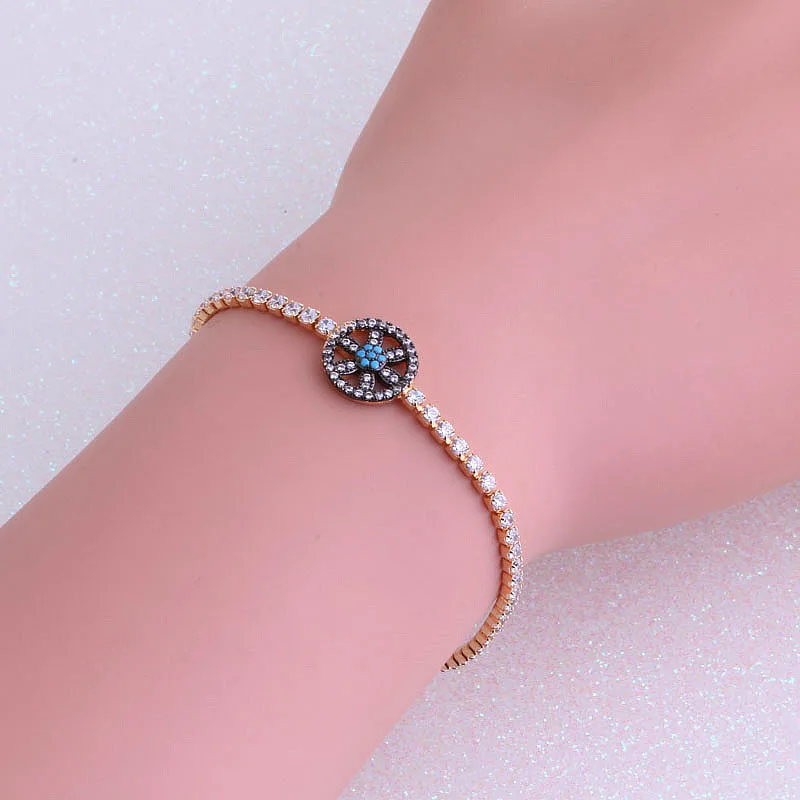 Любовный монолог изящный Синий Кианит и Кристальный Фианит золотой цвет