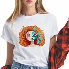 Модные женские футболки с изображением Дня мертвых черепов из сериала принцесс Merida, удобные женские футболки в стиле Харадзюку