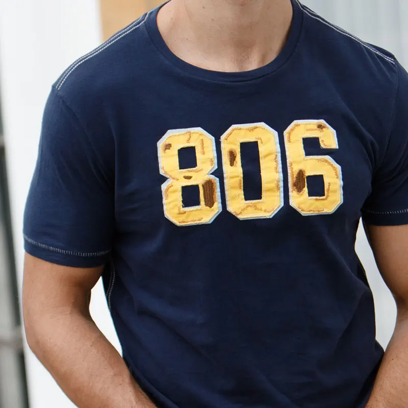 

Summer New Men's Short Sleeve T-Shirt O-Neck 100% Cotton Number Digital Embroidery Patchwork Casual Fashion Tees Tops C119