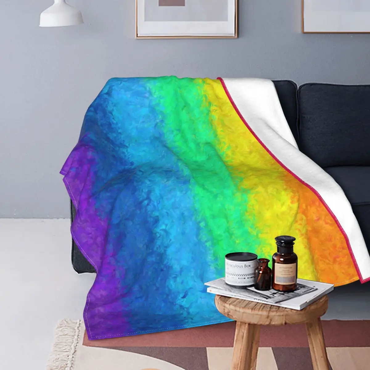 

Фланелевое Одеяло с радужным рисунком, многофункциональное ультрамягкое летнее покрывало s для кровати, путешествий, постельное белье