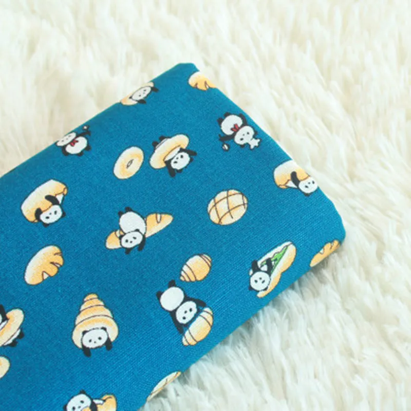 Импортная хлопковая льняная ткань с мультипликационным принтом панды ручной