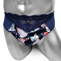 sissy panties for mens underwear briefs see through butt sexy lingerie floral printed high cutting crossdressers panties