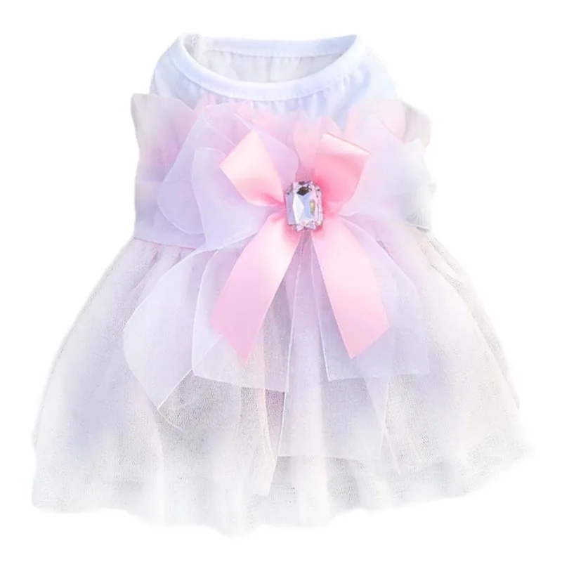 

Dog Bowknot Wedding Dress Pet Spring Summer Clothes Princess Dress Romantic Pet Wedding Skirt For Teddy Chihuahua Clothing