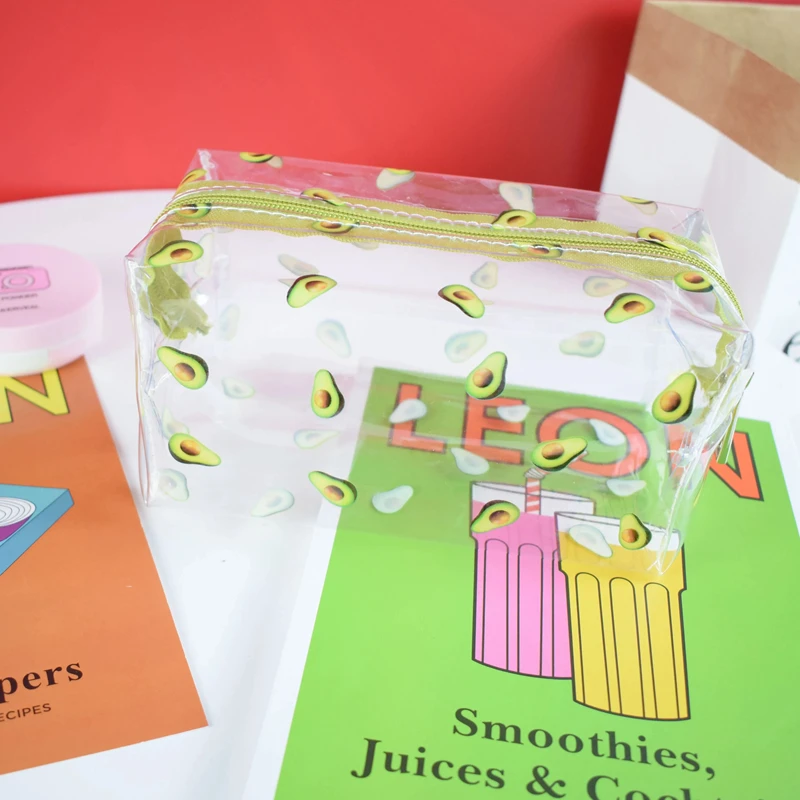 Прозрачная косметичка для девушек с милым мультяшным рисунком на молнии из ПВХ