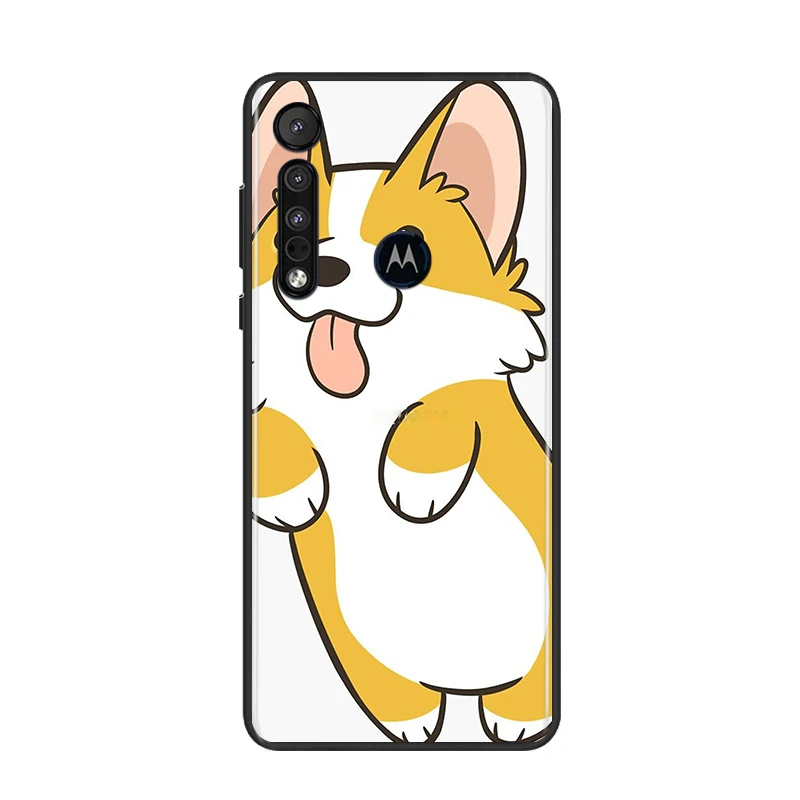 

Cartoon Corgi Dog for Motorola G9 G8 G Edge One E7 E6 Power Lite Marco Hyper Fusion Plus Play Black Phone Case