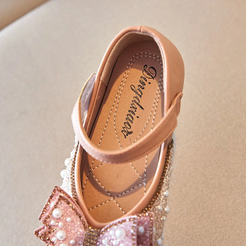 

Children's Pearl Bow Shoes New Girl's Princess Shoes in Autumn 2021 Little Girl's Black Bean Shoes girls leather shoes Flats