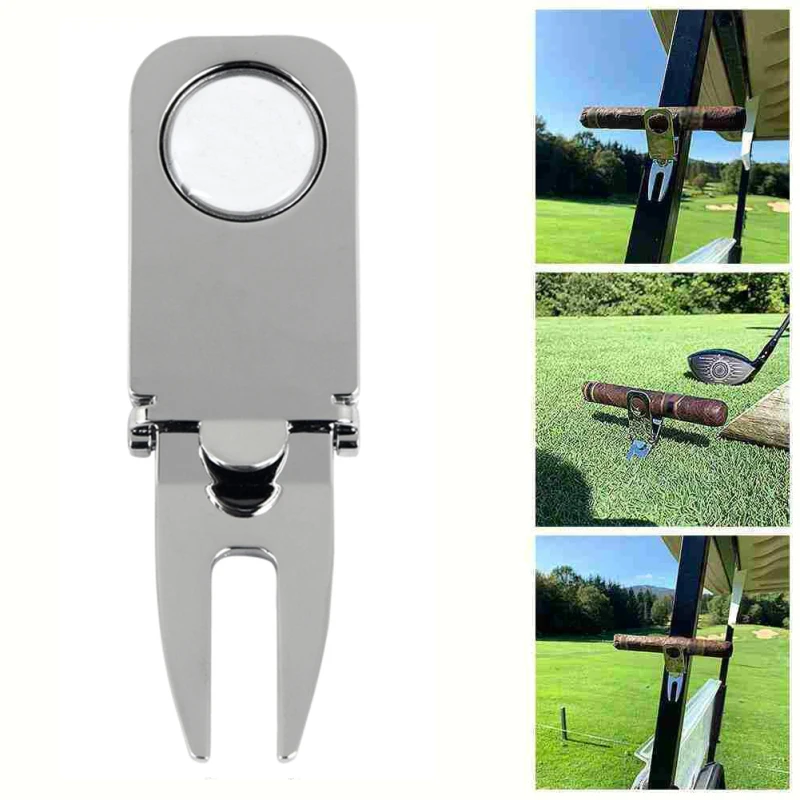 

Magnetic Cigar Rack Portable Foldable Cigar Holder Outdoor Golf Divot Tool Metal Packet Mini Travel Cigarette Rack Smoking Tool