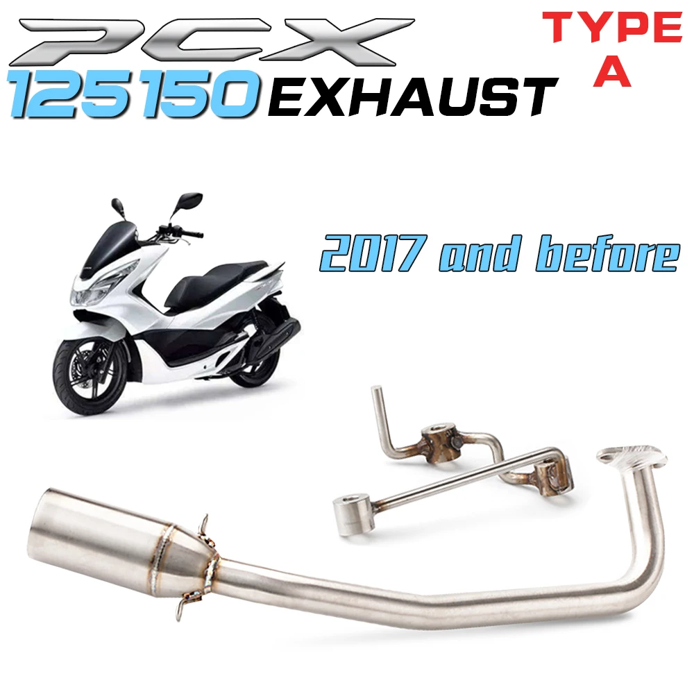 PCX 125 150 Motorcycle Scooter Exhaust Muffler Full System Middle Pipe Slip-On Escape Fit For HONDA PCX125 PCX150 Exhaust17-2022