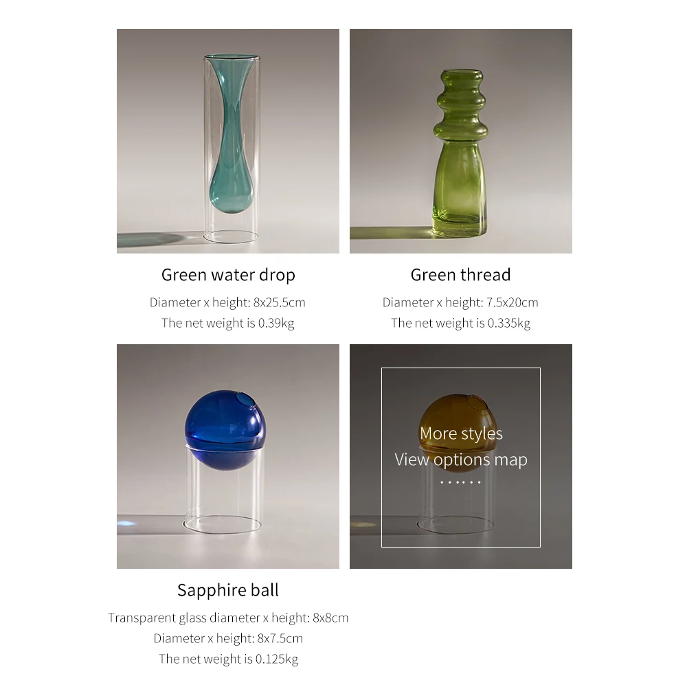 

Nordic Home Glass Vase Decor Flower Pot Colorful Crystal Transparent Hydroponic Plant Flower Arrangement Terrarium Room Decor