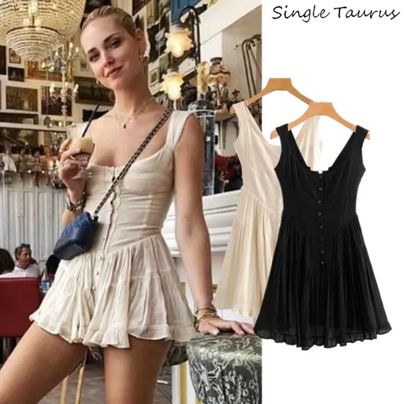 Платье футляр женское без рукавов модное мини платье на одной пуговице вечерние