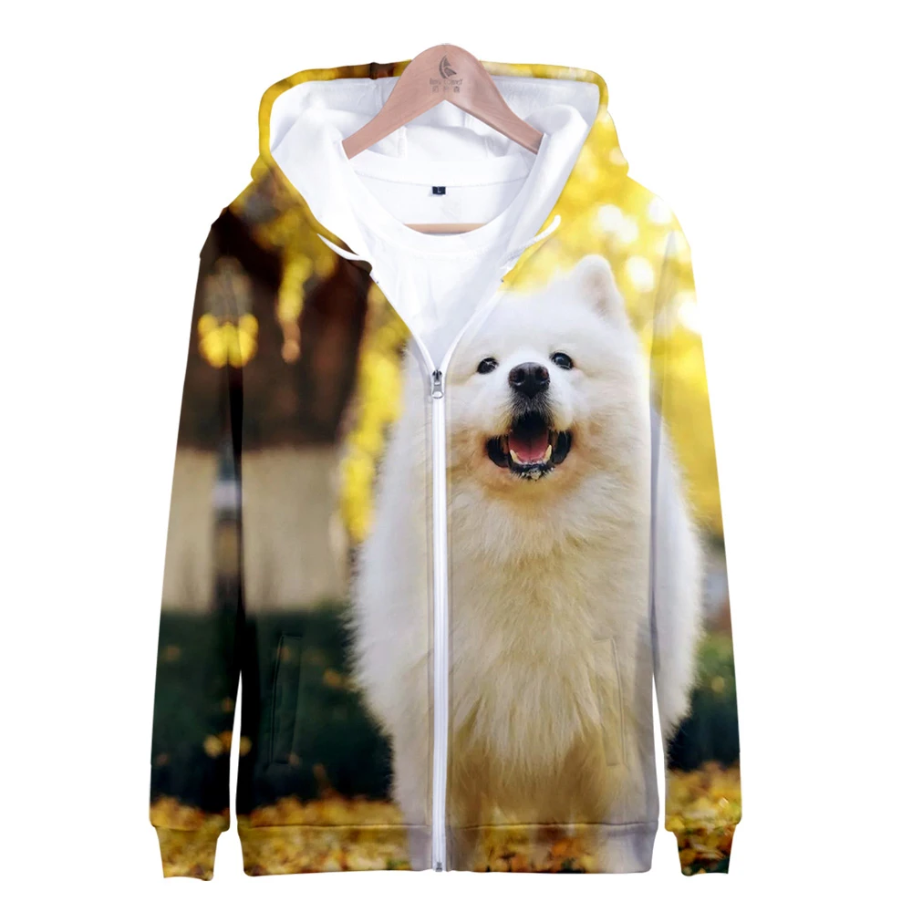 Горячая Распродажа Samoyed куртка на молнии 3D Толстовка с принтом Samoyed толстовки женские большие размеры для женщин уличная