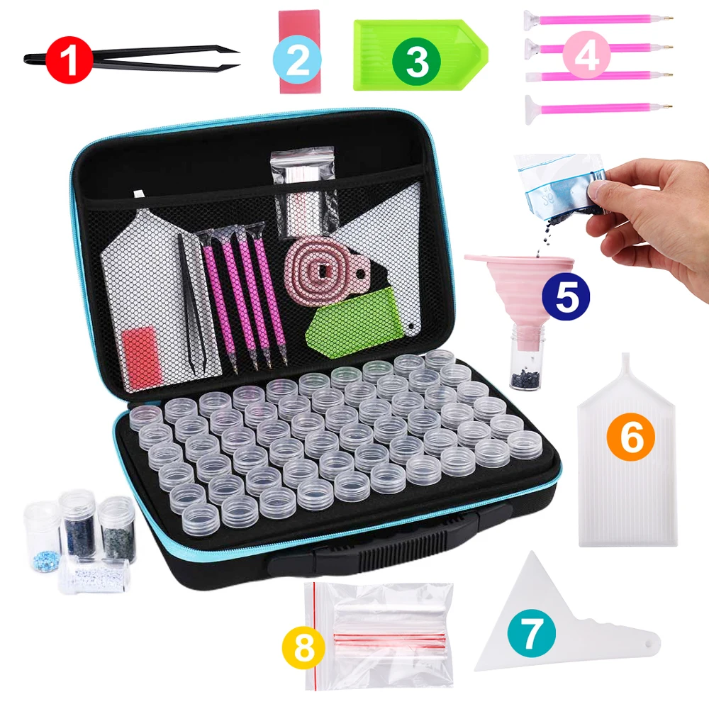 

15/30/60 бутылок алмазная живопись ящик для хранения портативный контейнер мозаичные украшения контейнер для бисера банка на молнии чехол для ...