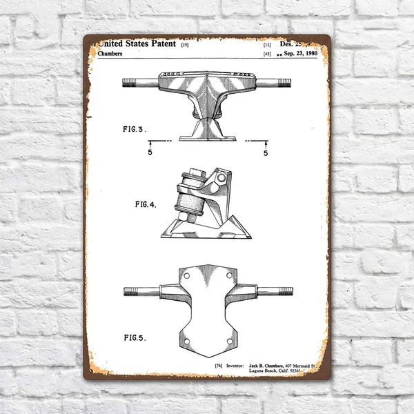 

Скейтборд Trucks 1980 патент винтажный Ретро металлический жестяной знак металлический знак Настенный декор модный художественный плакат би120