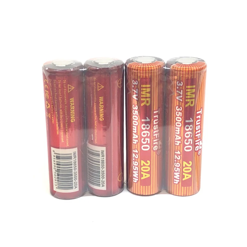 TrustFire IMR 18650 20A 3.7V 3500mah 12.95Wh Rechargeable Lithium Battery with Safety Relief Valve for LED Flashlights Headlamps |