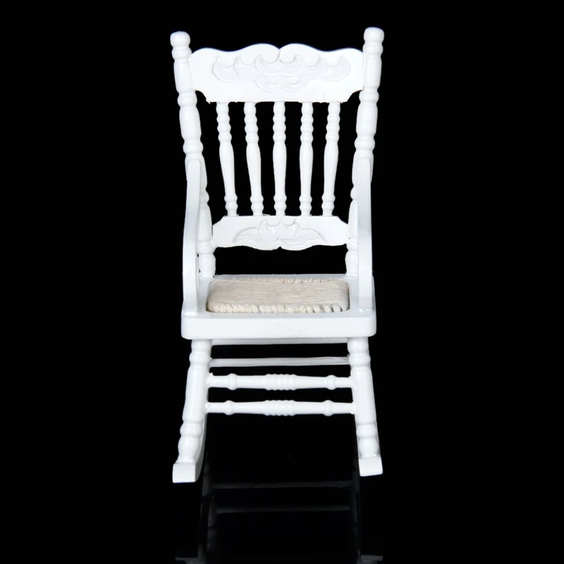 

1/12 Miniature Dollhouse Wooden Rocking Chair Model White