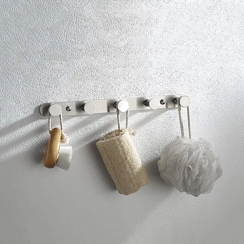 brushed goldwhitematte black stainless steel hooks bathroom accessories wall mounted round robe hook 3 8 hooks free global shipping