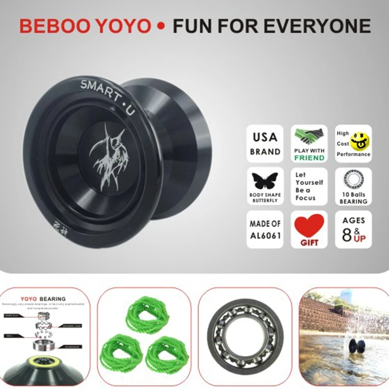 BEBOOYOYO новый металлический профессиональный набор Yoyo Yo + перчатки 3 веревки S2 Yo-Yo Классические игрушки Diabolo подарок для