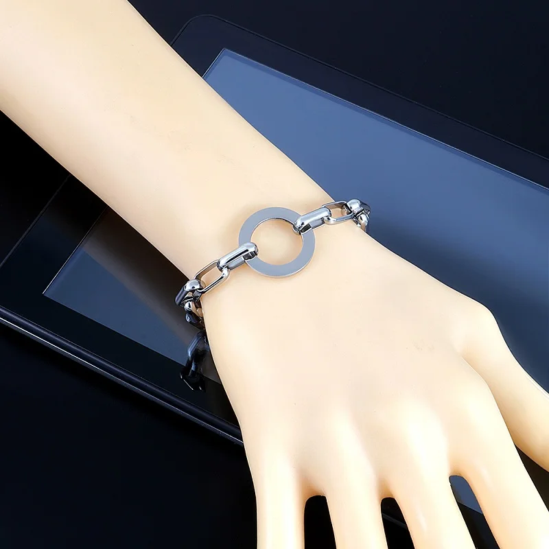 Винтажный круглый прямоугольный браслет-цепочка в стиле панк для мужчин и женщин