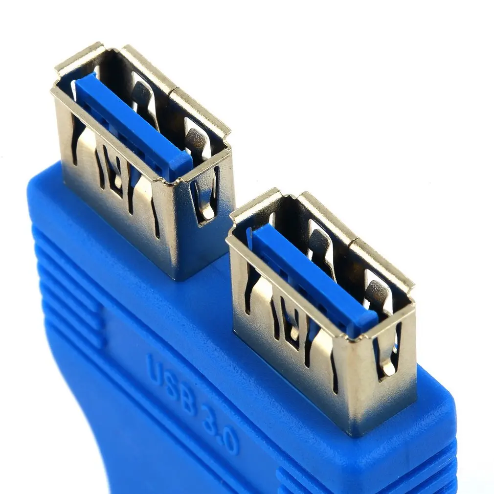 20-контактный разъем материнской платы мама к двойному USB 3 0 Тип A-мама синий