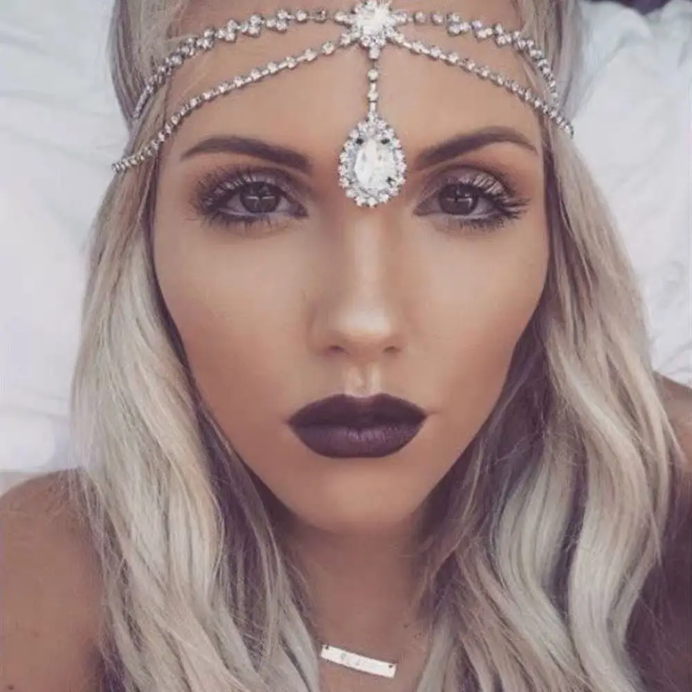 

Women's luxury wedding headdress exquisite Crystal Bridal head chain headdress headdress Rhinestone forehead with accessories