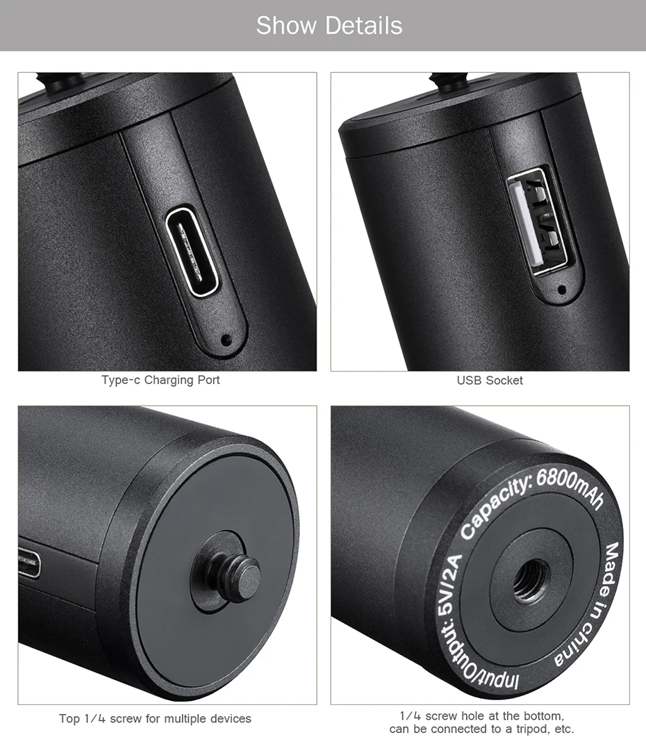 ULANZI BG 2 Power Hand Grip алюминиевая Батарейная ручка 6800mAh для GoPro 6 7 8 9 экшн камеры