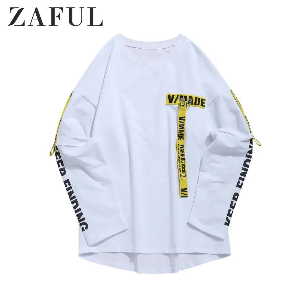Футболка с длинным рукавом и декоративным плетением из ленты ZAFUL уличная