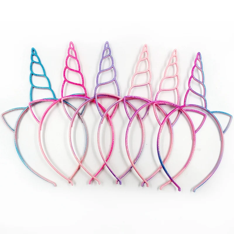 6 шт./лот обручи для волос с единорогом девочек милые пластиковая повязка на