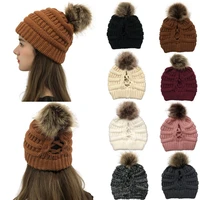 2020 new women winter warm hat beanie cute faux fur pom pom ball knitted cap skully outdoor female casual ski caps girl s hat
