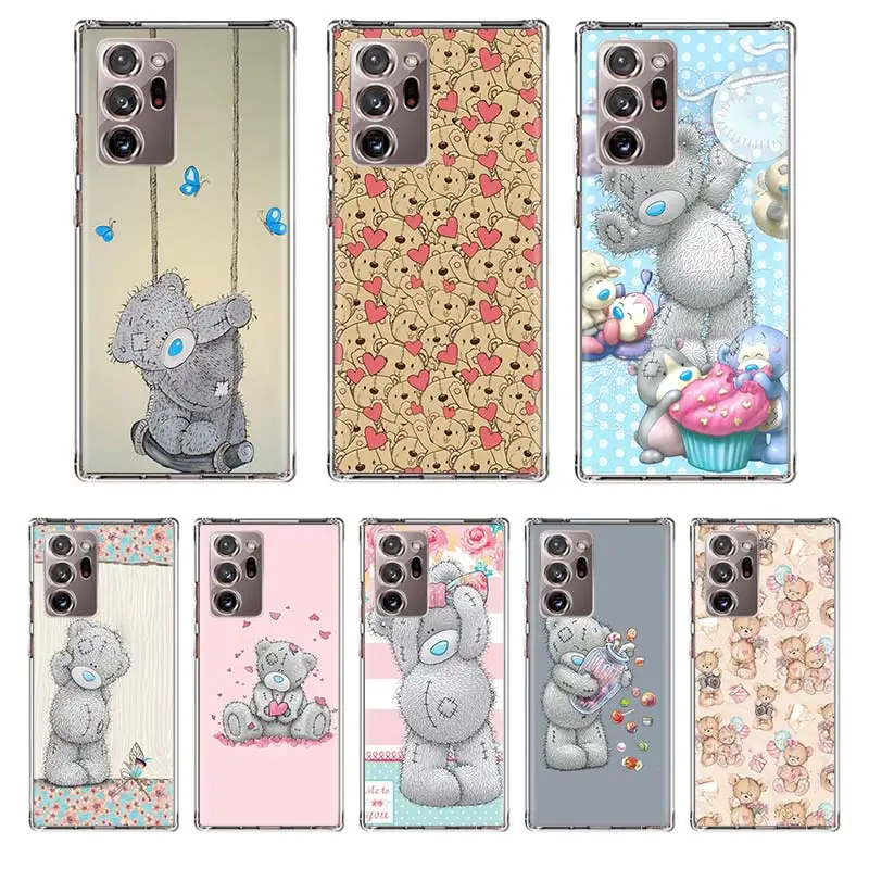 

Lovely Teddy Bear Soft TPU Case Funda For Samsung Galaxy Note 20 Ultra Cover Note 10 Plus 10 Lite 8 9 M31 M30S Coque