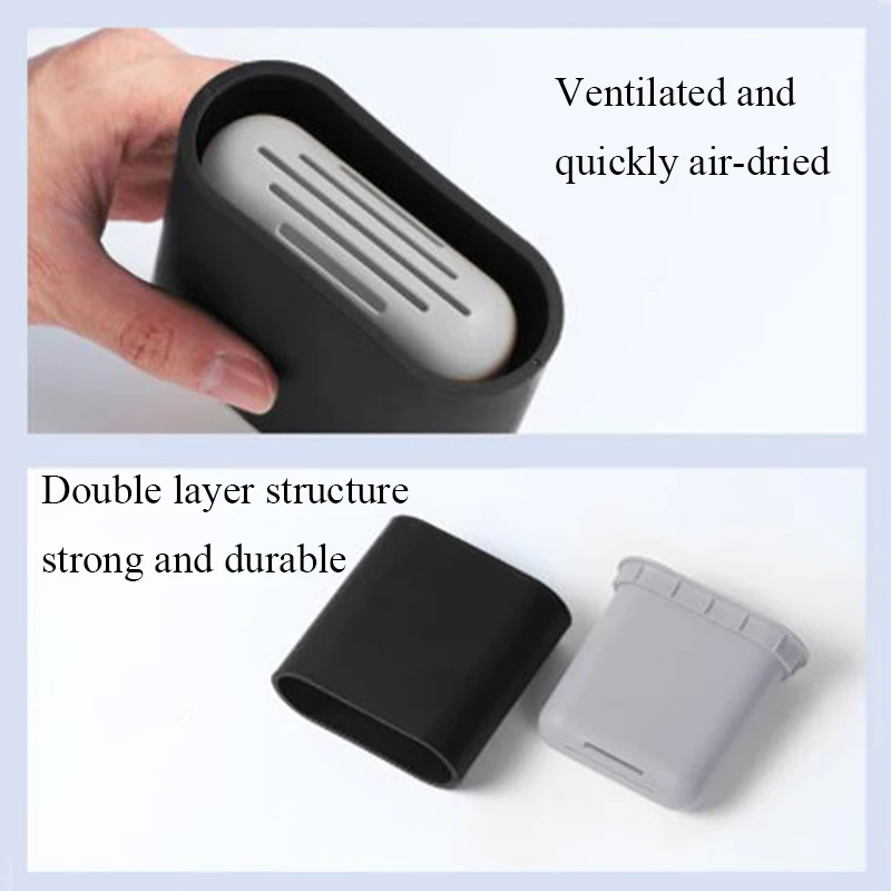 Мягкая силиконовая щетка для унитаза из ТПР с держателем черная настенная