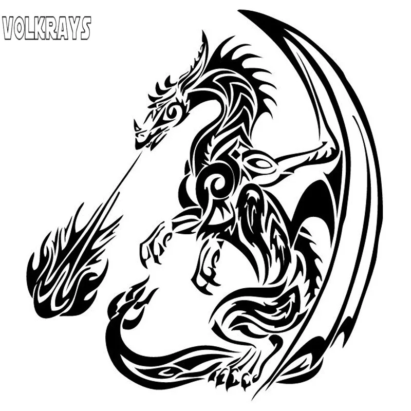 Volkrays индивидуальная Автомобильная наклейка Дракон пламя водонепроницаемые