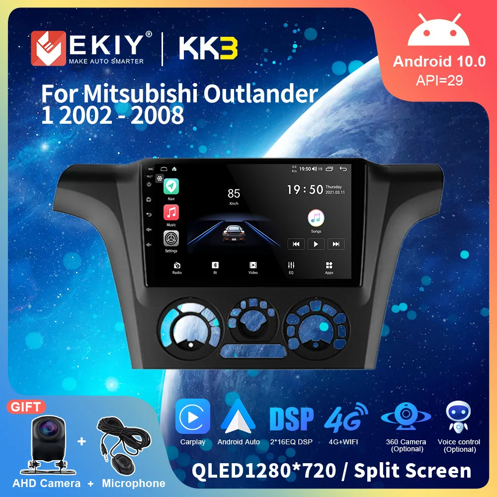 EKIY 1280*720P QLED DSP Android 10 автомобильное радио для Mitsubishi Outlander 1 2002 2003 2004 2005 2006 2007 2008