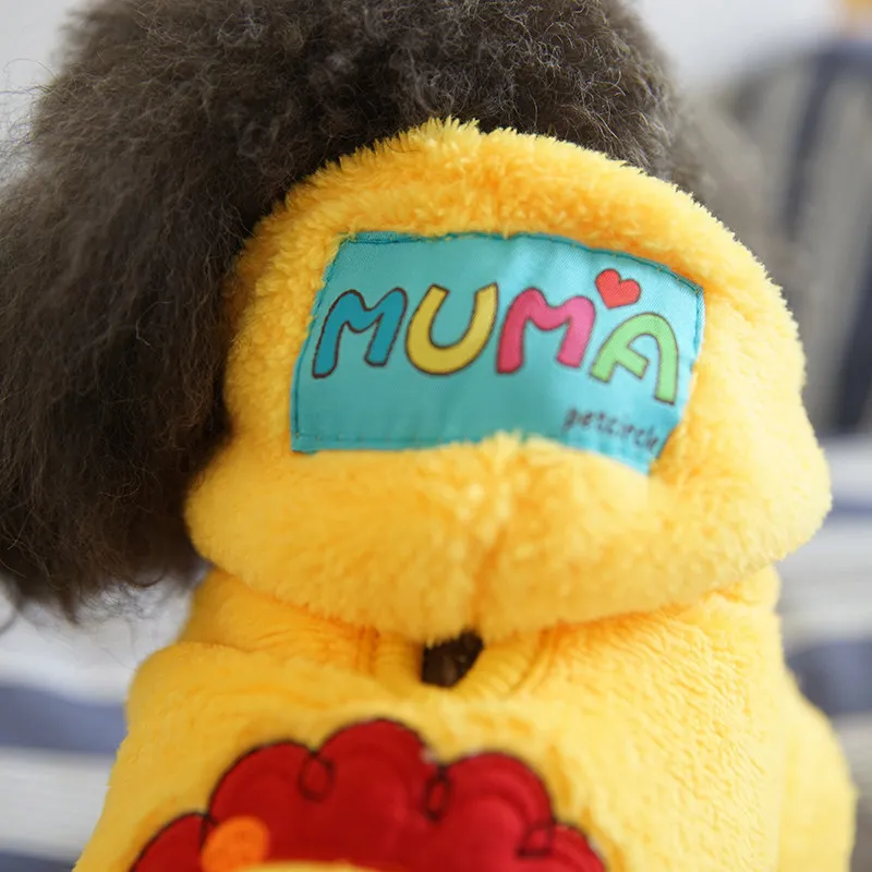 Желтая одежда для собаки из флиса теплый комбинезон собак зимняя пальто щенок