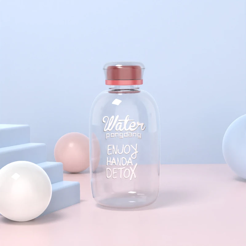 Pink 0.6L 600 мл 1000 мл креативная стеклянная бутылка Студенческая портативная большая емкость прекрасная прозрачная портативная Спортивная бутылка для воды - Цвет: Pink 0.6L